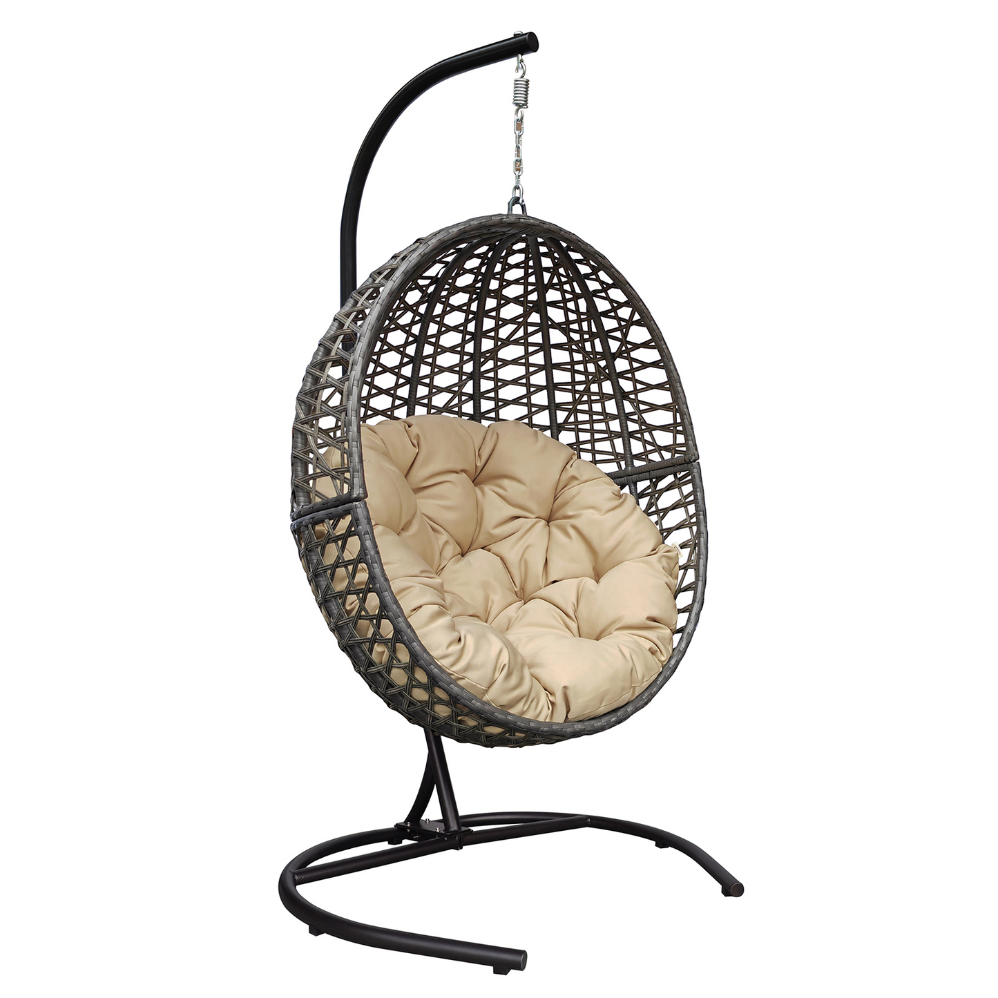 Wicker Basket Swing Chair; Hanging Egg Chairs with Durable Stand and Waterproof Cushion for Outdoor Patio
