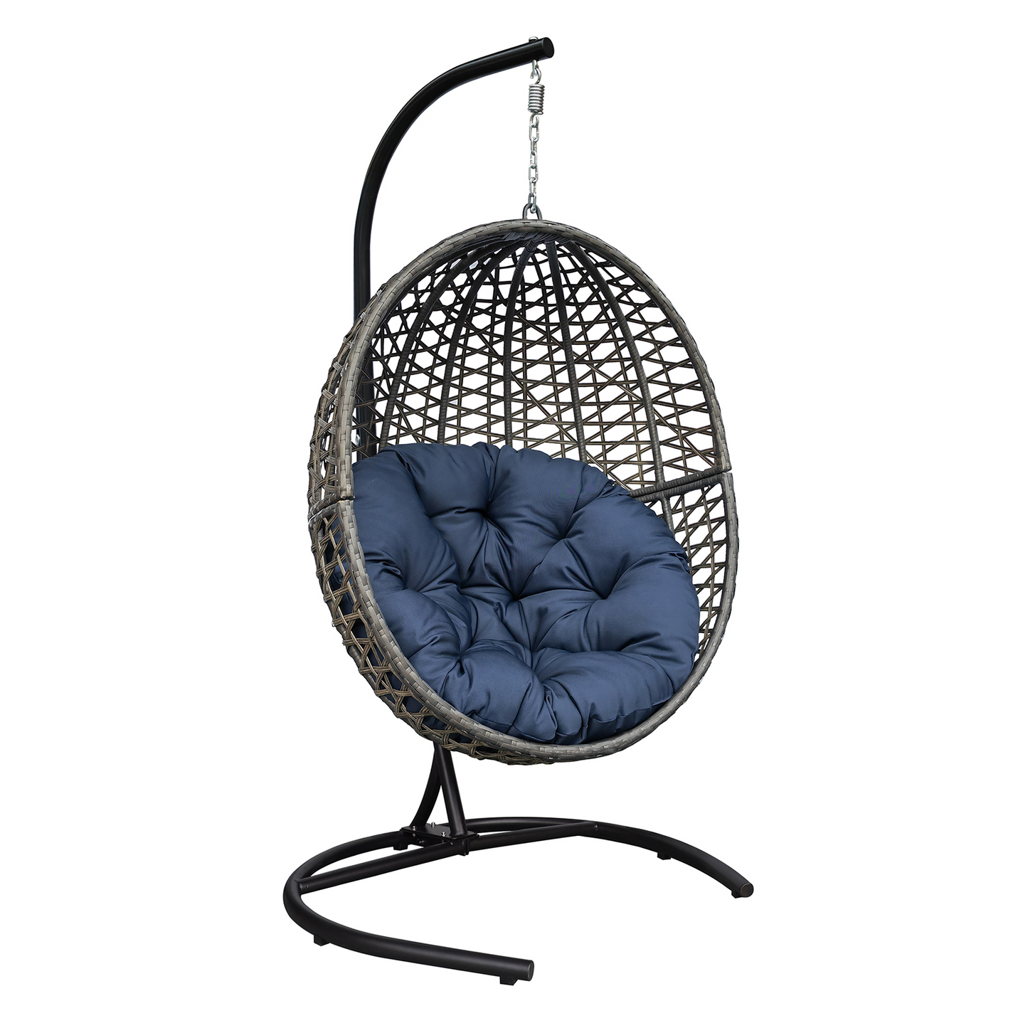 Wicker Basket Swing Chair; Hanging Egg Chairs with Durable Stand and Waterproof Cushion for Outdoor Patio