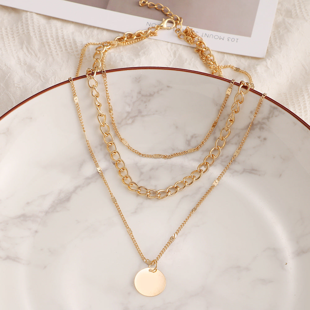Women's Chain Disc Layered Necklace