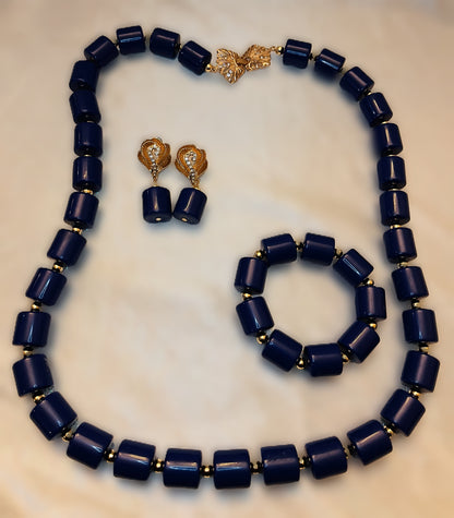 Authentic African Beaded Jewelry - Navy Blue