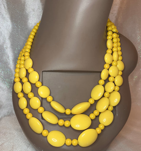 Traditional African Yellow Beaded Necklace