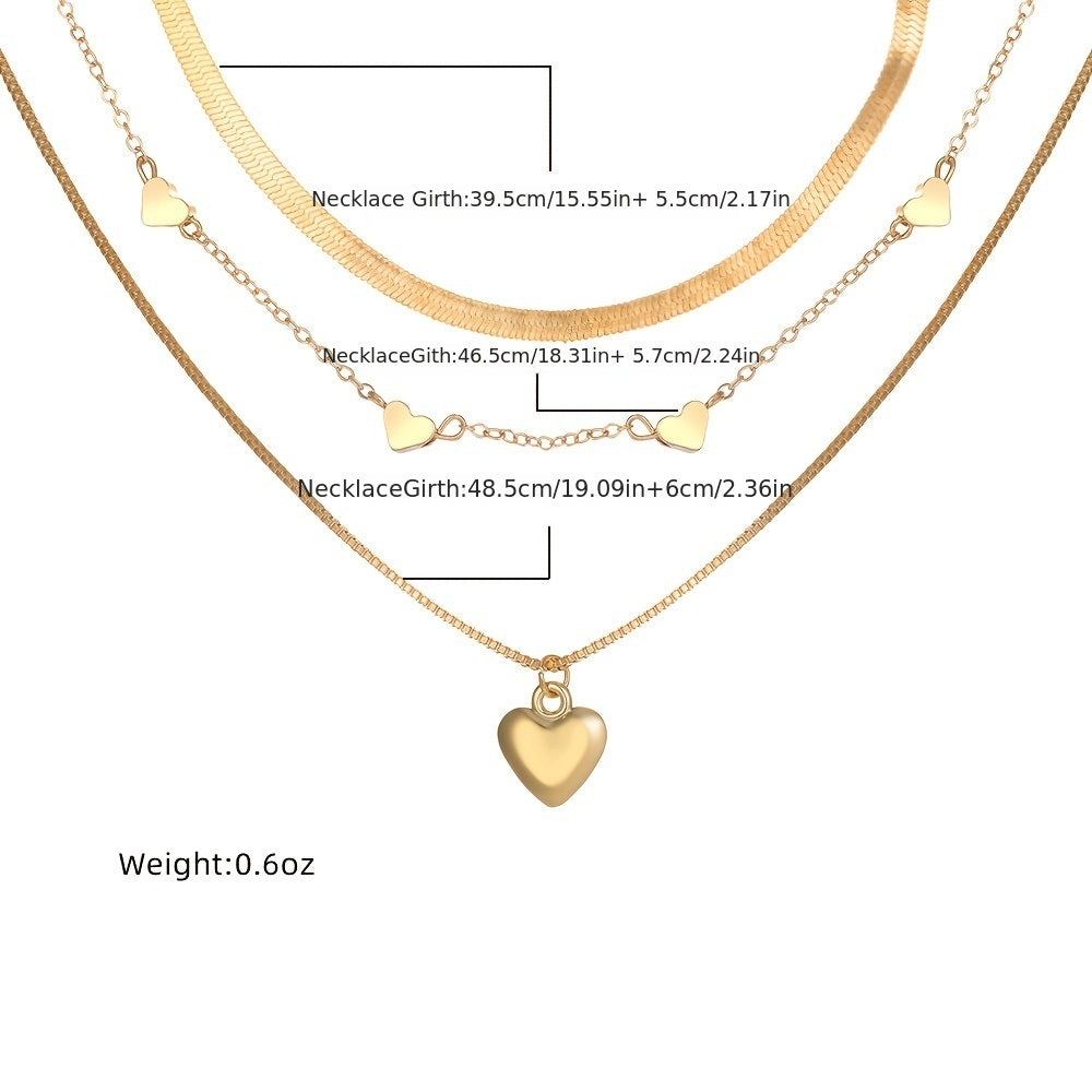 18k Gold Plated Charm Stackable Necklace with Heart Pendant