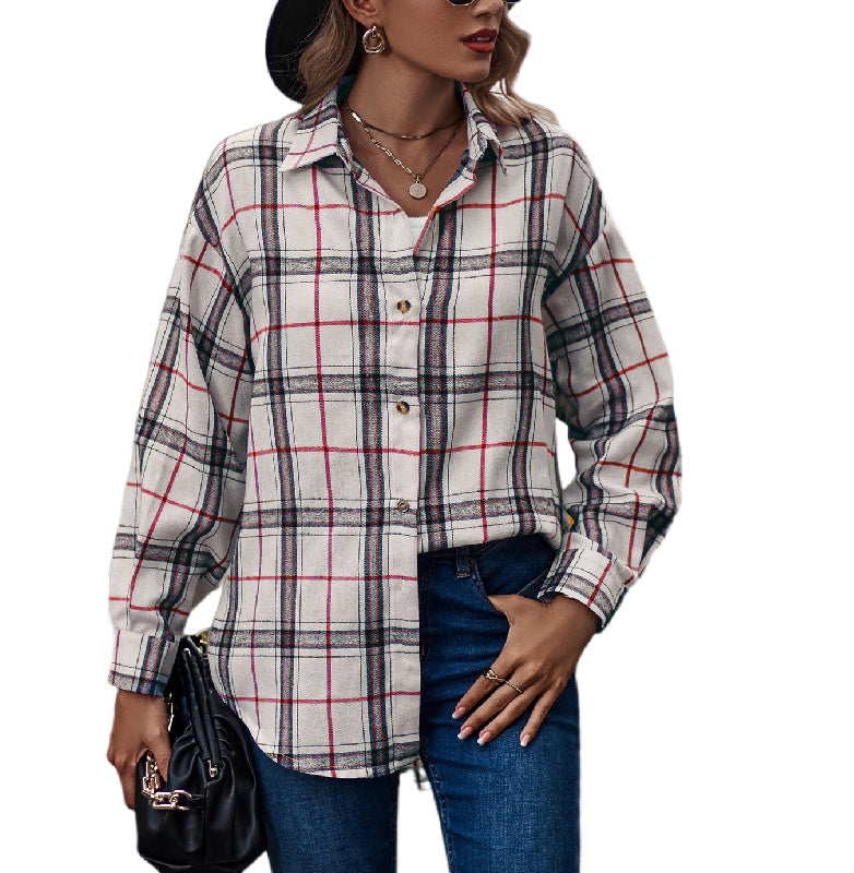 Womens Flannel Plaid Button Down Shirts Oversized Blouses Coats Shacket