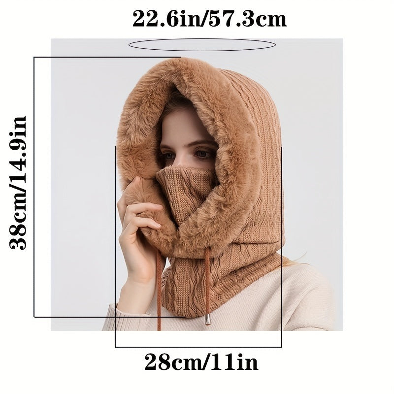 Winter Fleece Hood, Outdoor Riding 2 In 1 Neck Warmer & Hood, Cold-proof Ski Hood, Warm Scarf