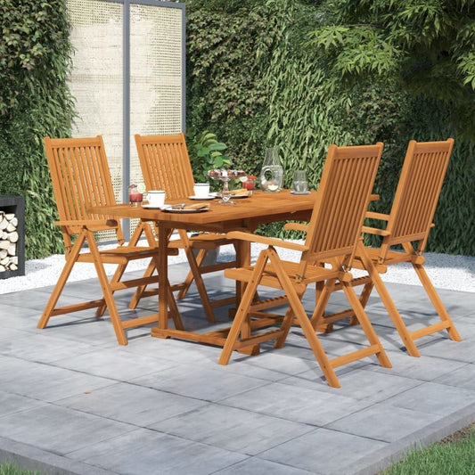 5 Piece Patio Dining Set Solid Wood Acacia