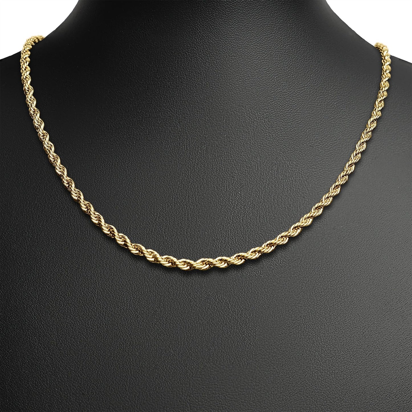 Stainless Steel 18K Gold Plated Rope Chain Necklace