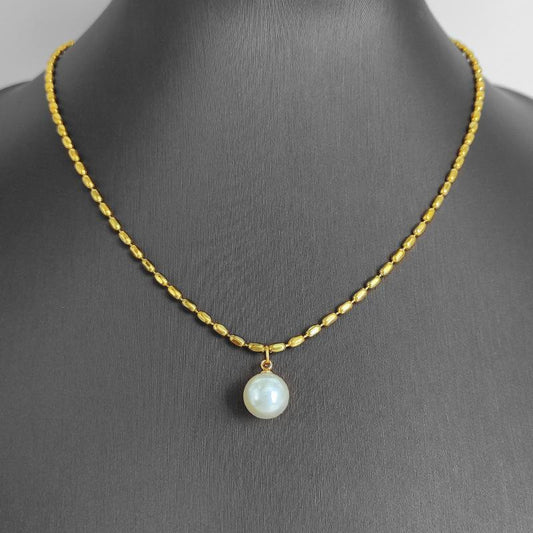 New titanium steel 18K gold millet grain pearl collarbone necklace