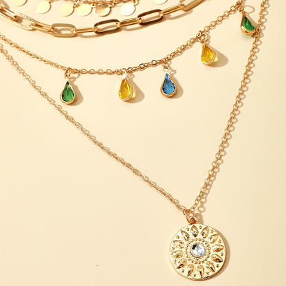 Layered Bohemian Necklace with Gemstones