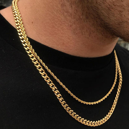 Gold Plated Men's Fashion Cube Rope Chain