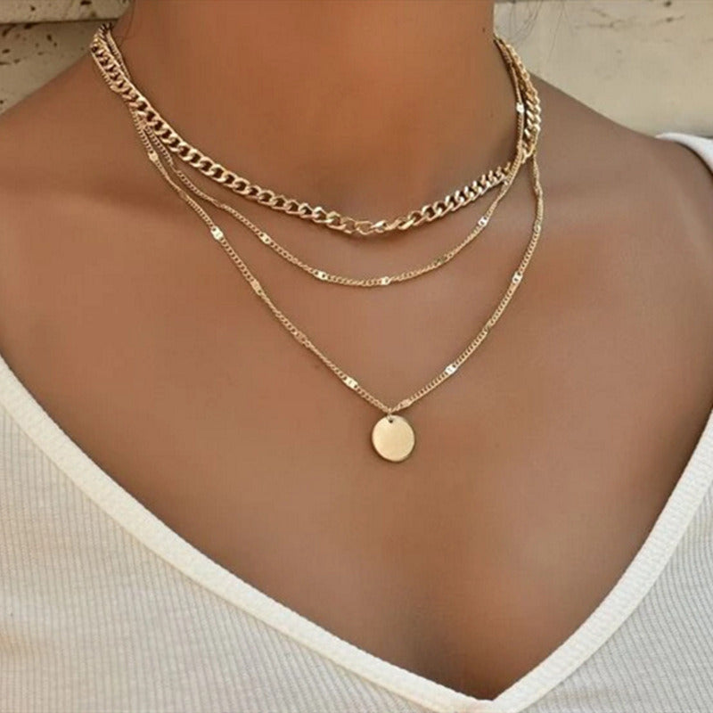 Women's Chain Disc Layered Necklace