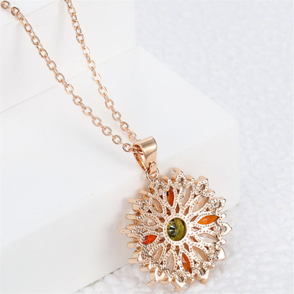 Elegant Flower Crystal Pendant Women's Necklace