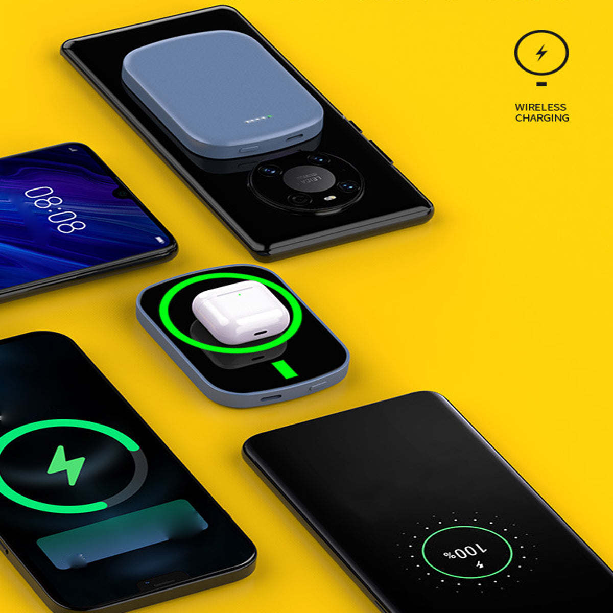 Chargomate Magnetic Portable Wireless Charger And Power Bank For Apple And Android