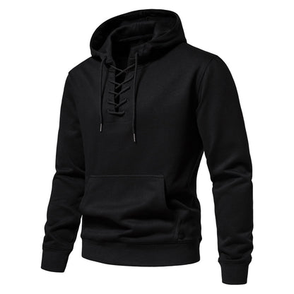 Men's Hoodie Sweatshirt Hooded Casual Long Sleeve Drawstring Lace Up Pullover Hoodies with Pocket