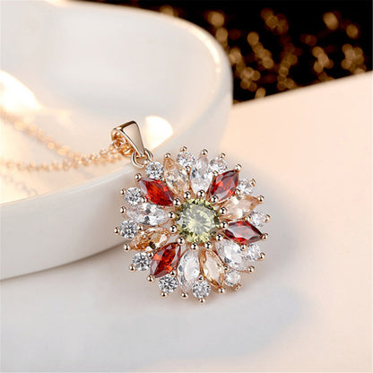 Elegant Flower Crystal Pendant Women's Necklace