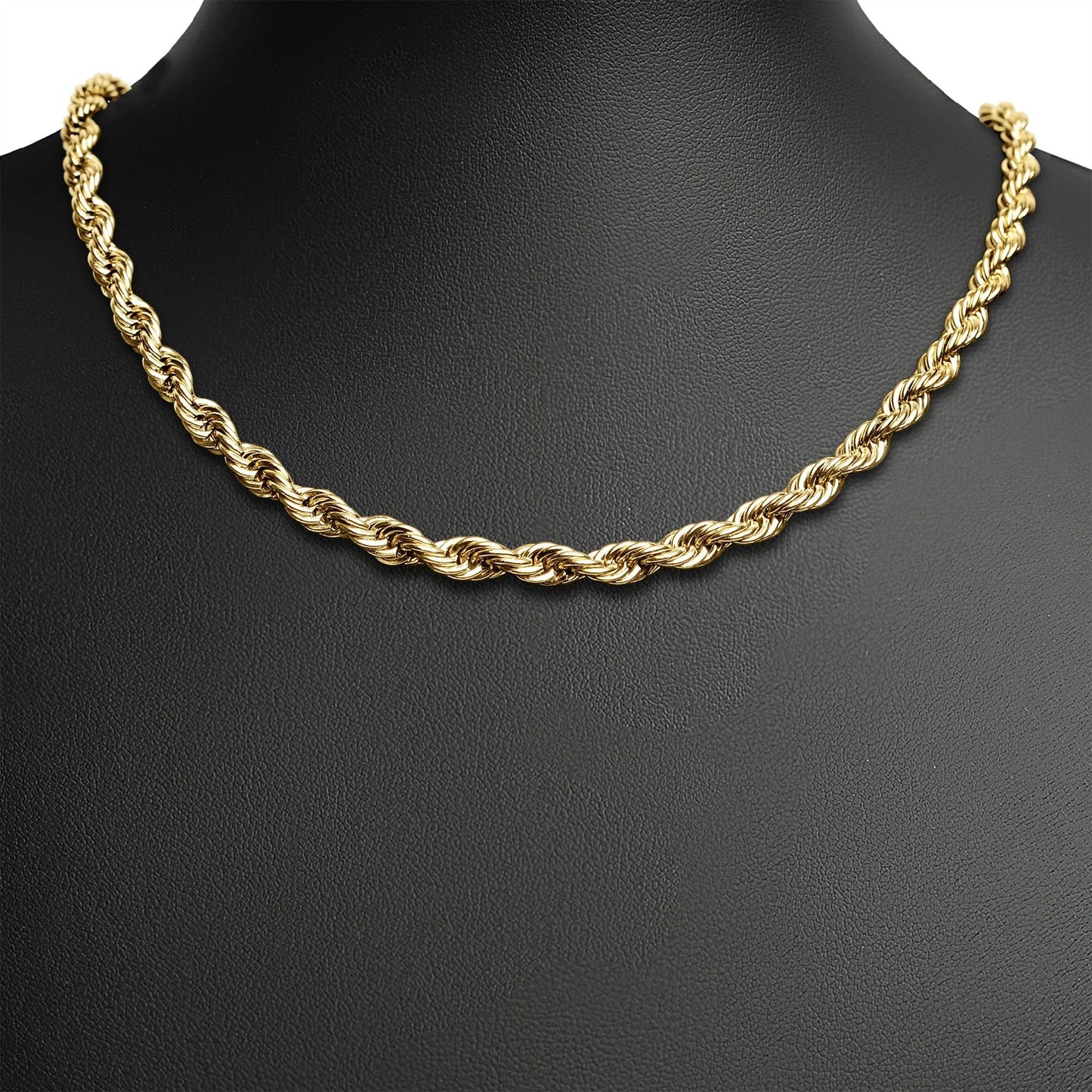 Stainless Steel 18K Gold Plated Rope Chain Necklace