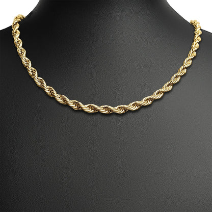 Stainless Steel 18K Gold Plated Rope Chain Necklace