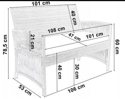 Outdoor Patio Furniture Set 4 Pieces Sectional Sofa Sets PE Rattan Patio Conversation Set with Coffee Tables with Cushion