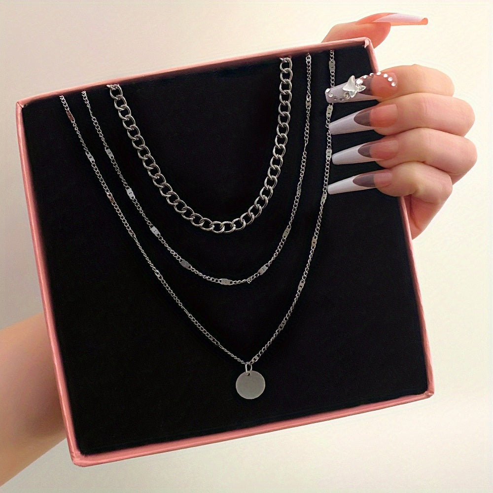 Women's Chain Disc Layered Necklace