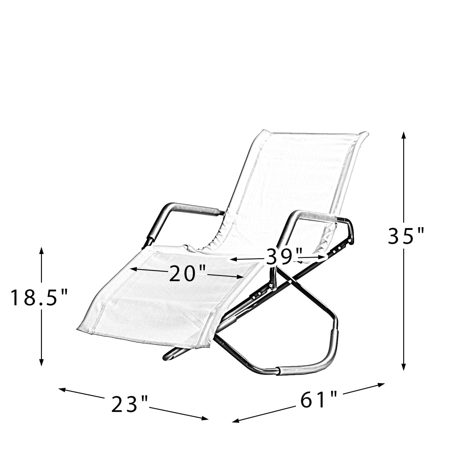 Melas Outdoor Patio 59.7&quot; Long Folding Reclining Single Chaise