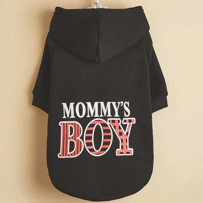 Pet Hoodie For Small & Medium Dogs; \\\\\\\"Mommy's Boy\\\\\\\" Pattern Dog Hoodie; Winter Pet Apparel