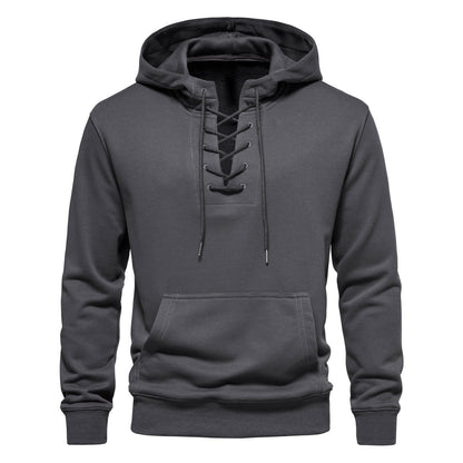 Men's Hoodie Sweatshirt Hooded Casual Long Sleeve Drawstring Lace Up Pullover Hoodies with Pocket