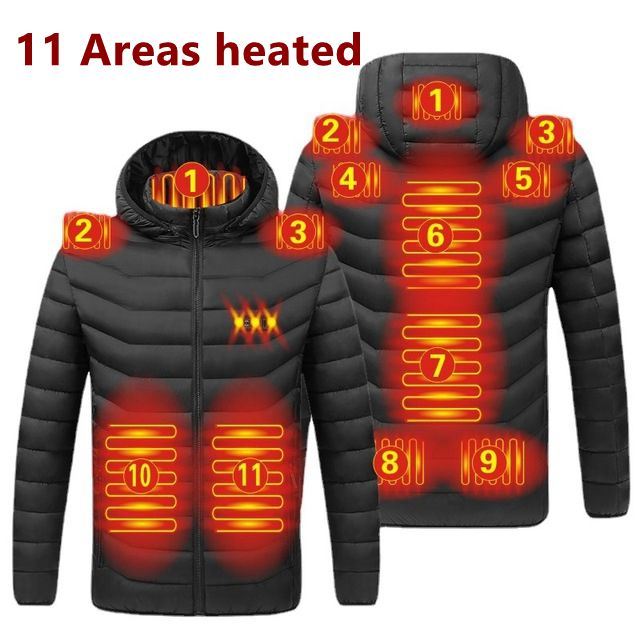 Men 9 Areas Heated Jacket USB Winter Outdoor Electric Heating Jackets Warm Sprots Thermal Coat Clothing Heatable Cotton jacket