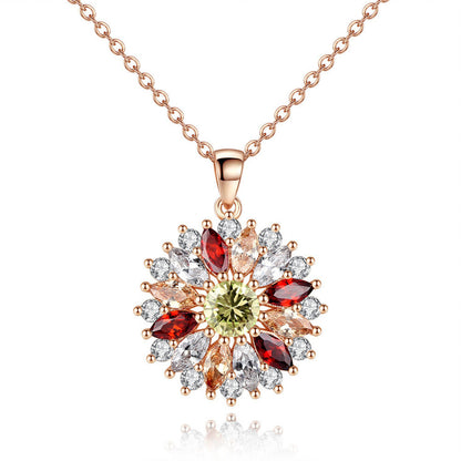 Elegant Flower Crystal Pendant Women's Necklace