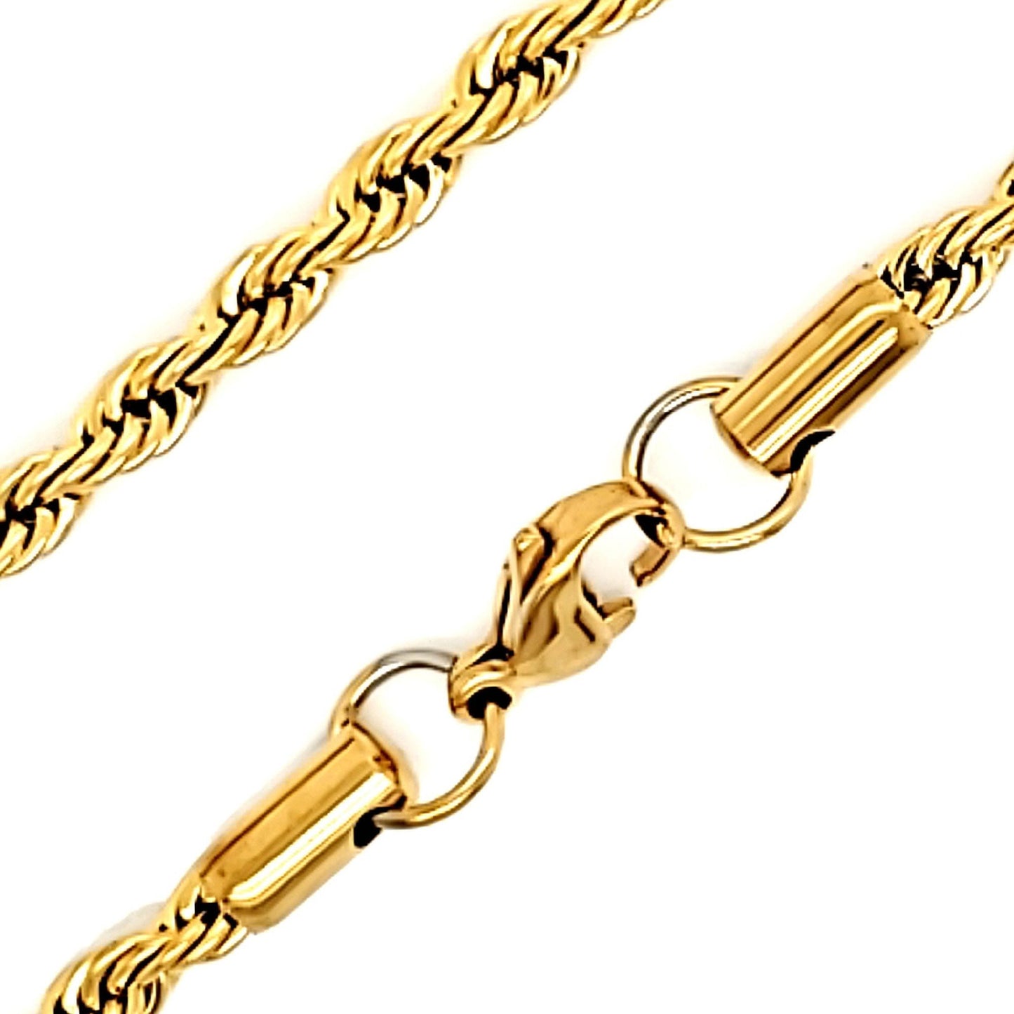 Stainless Steel 18K Gold Plated Rope Chain Necklace