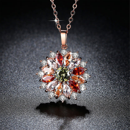 Elegant Flower Crystal Pendant Women's Necklace