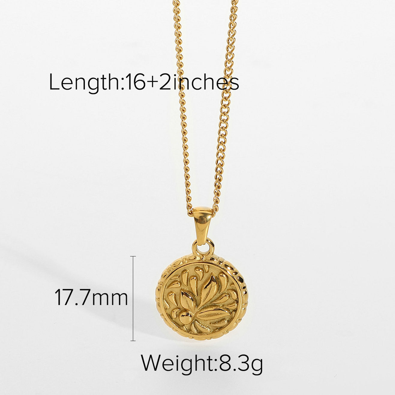 Flower Coin Pendant Medallion Necklace