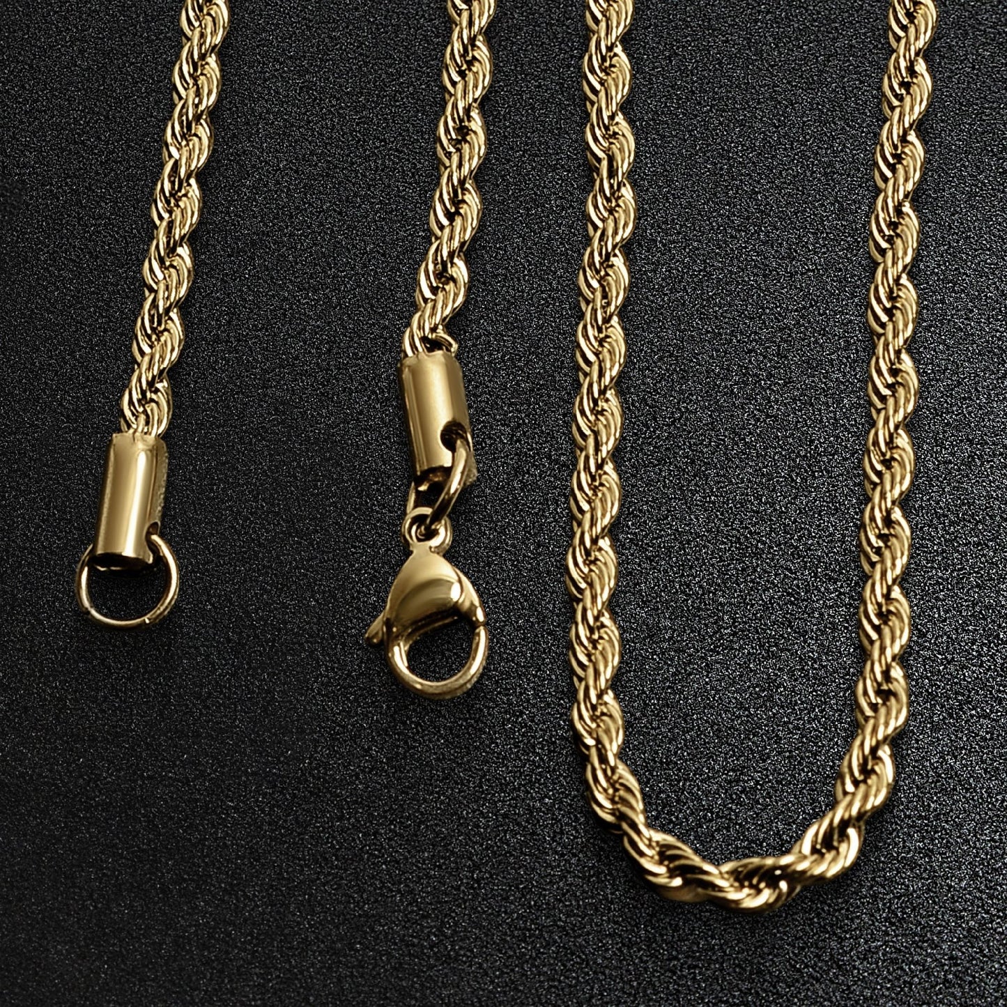 Stainless Steel 18K Gold Plated Rope Chain Necklace